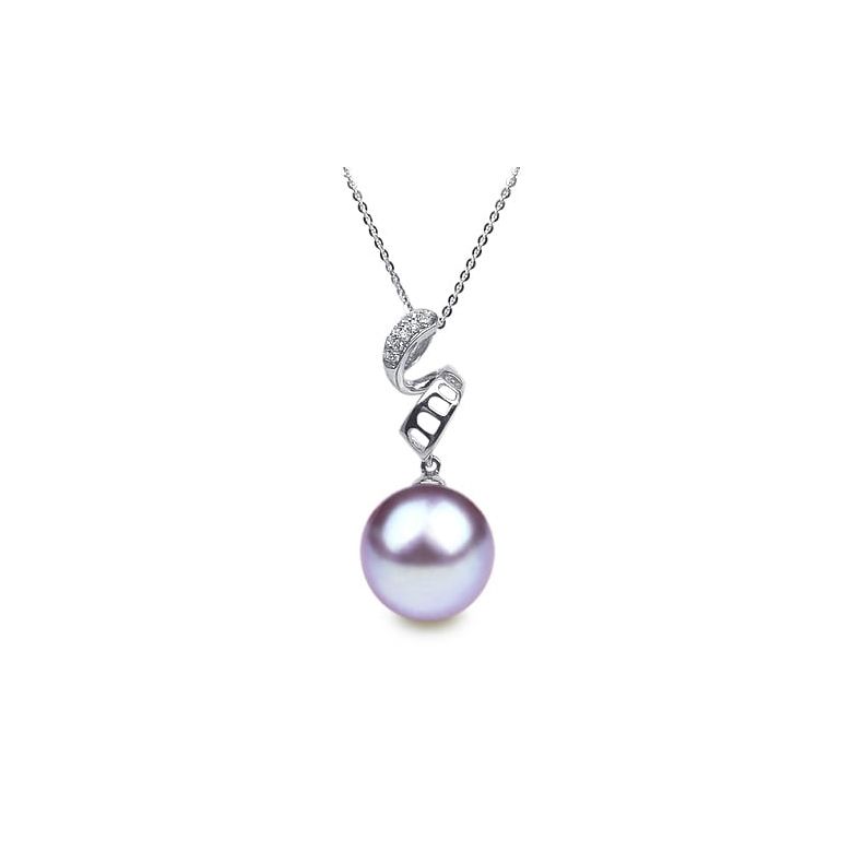 Ciondolo Serpentin et tortillon Oro Bianco 18kt, Perla di Acqua Dolce Lavanda 10/10.5mm - 1