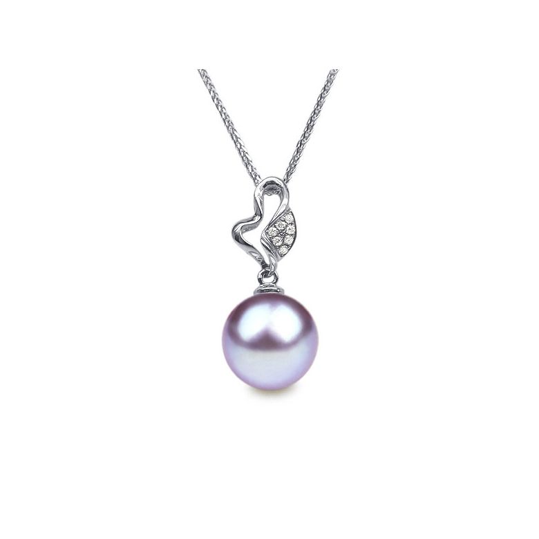 Ciondolo Jeune pousse printanière Oro Bianco 18kt, Perla di Acqua Dolce Lavanda 10/10.5mm - 1