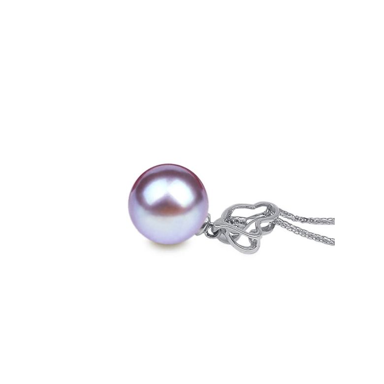 Ciondolo Jeune pousse printanière Oro Bianco 18kt, Perla di Acqua Dolce Lavanda 10/10.5mm - 2