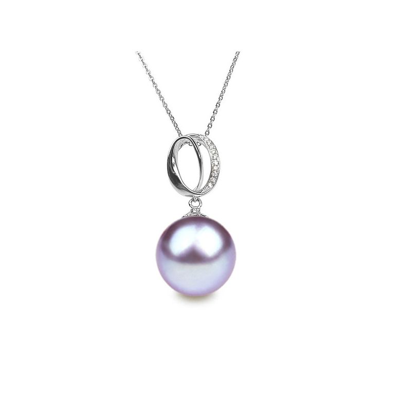 Ciondolo O my god Oro Bianco 18kt, Perla di Acqua Dolce Lavanda 10/10.5mm - 1