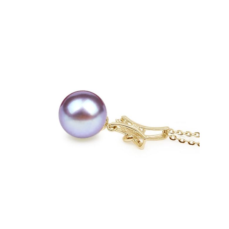 Ciondolo Noeud Merveilleux Oro Giallo 18kt, Perla di Acqua Dolce Lavanda 10/10.5mm - 2
