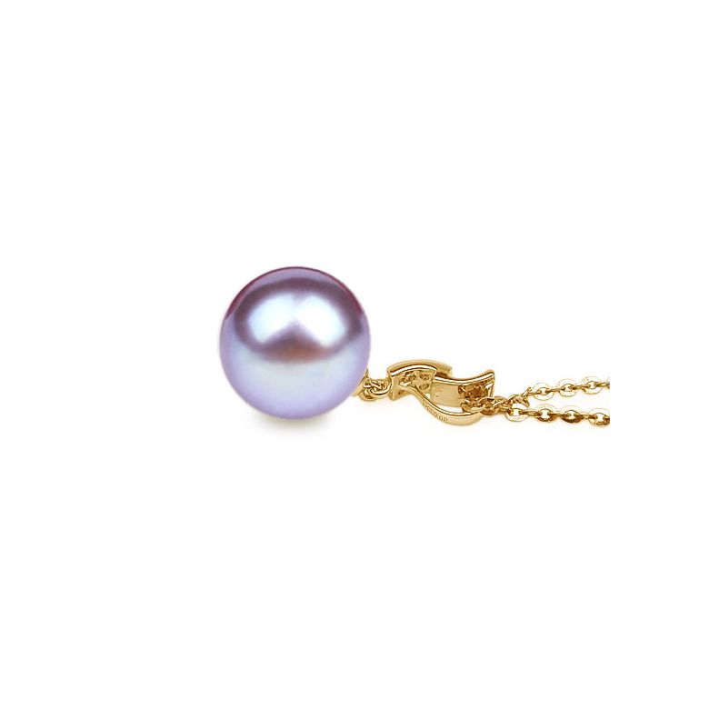 Ciondolo Xilo Oro Giallo 18kt, Perla di Acqua Dolce Lavanda 10/10.5mm - 2