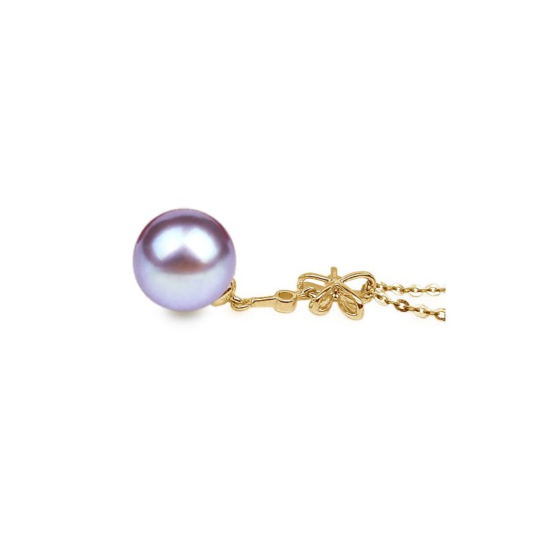 Ciondolo Fleur céleste Oro Giallo 18kt, Perla di Acqua Dolce Lavanda 10/10.5mm - 2