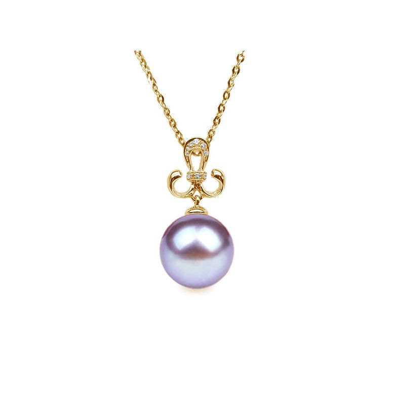 Ciondolo Armoiries noblesse Oro Giallo 18kt, Perla di Acqua Dolce Lavanda 10/10.5mm - 1