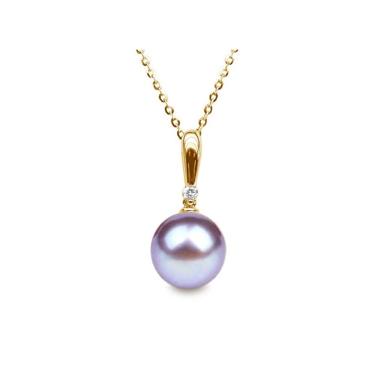 Ciondolo Hainan Oro Giallo 18kt, Perla di Acqua Dolce Lavanda 10/10.5mm - 1