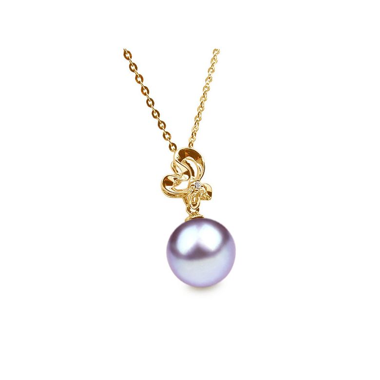 Ciondolo Fleur sauvage Oro Giallo 18kt, Perla di Acqua Dolce Lavanda 10/10.5mm - 1
