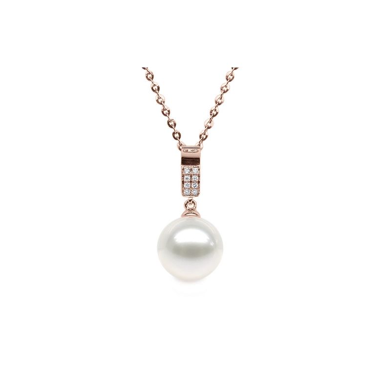 Ciondolo Xilo - Oro Rosa, Perla d'Acqua Dolce e Diamanti - 1