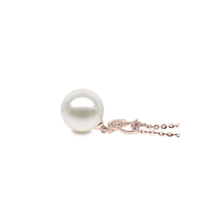 Ciondolo Xilo - Oro Rosa, Perla d'Acqua Dolce e Diamanti - 2