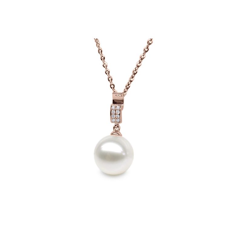 Ciondolo Xilo - Oro Rosa, Perla d'Acqua Dolce e Diamanti - 3