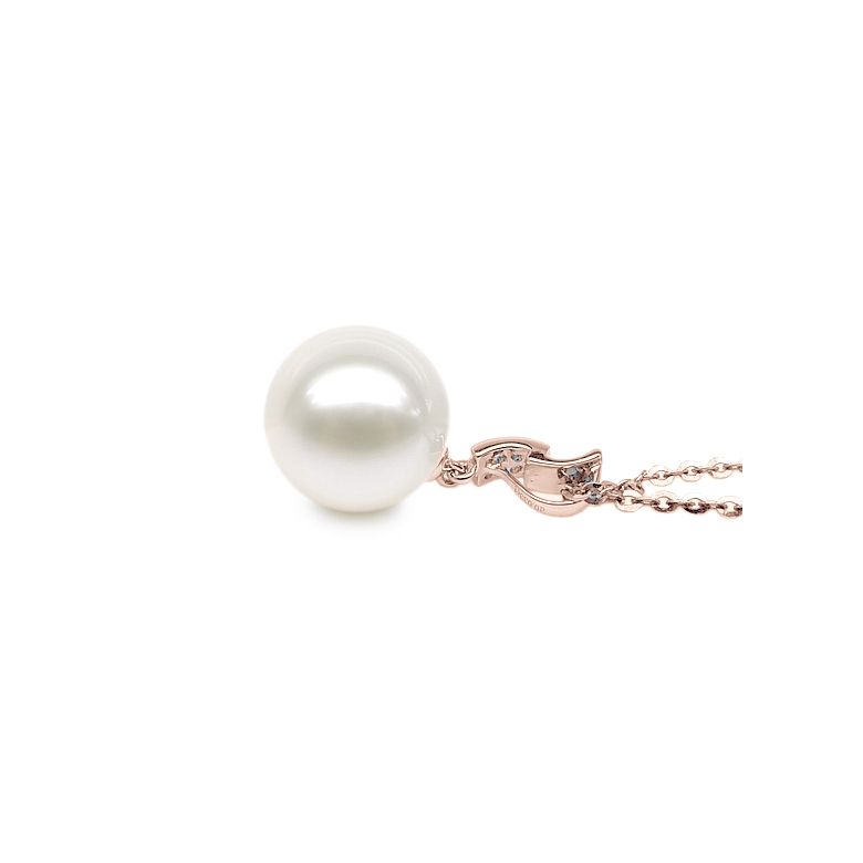 Ciondolo Xilo - Oro Rosa, Perla d'Acqua Dolce e Diamanti - 5