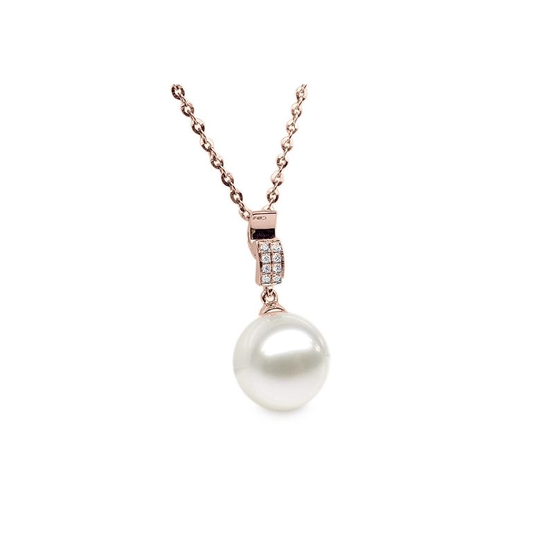 Ciondolo Xilo - Oro Rosa, Perla d'Acqua Dolce e Diamanti - 6