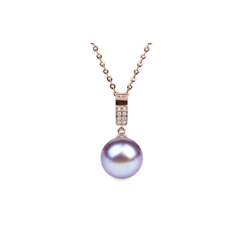 Ciondolo Xilo - Oro Rosa, Perla d'Acqua Dolce e Diamanti - 9