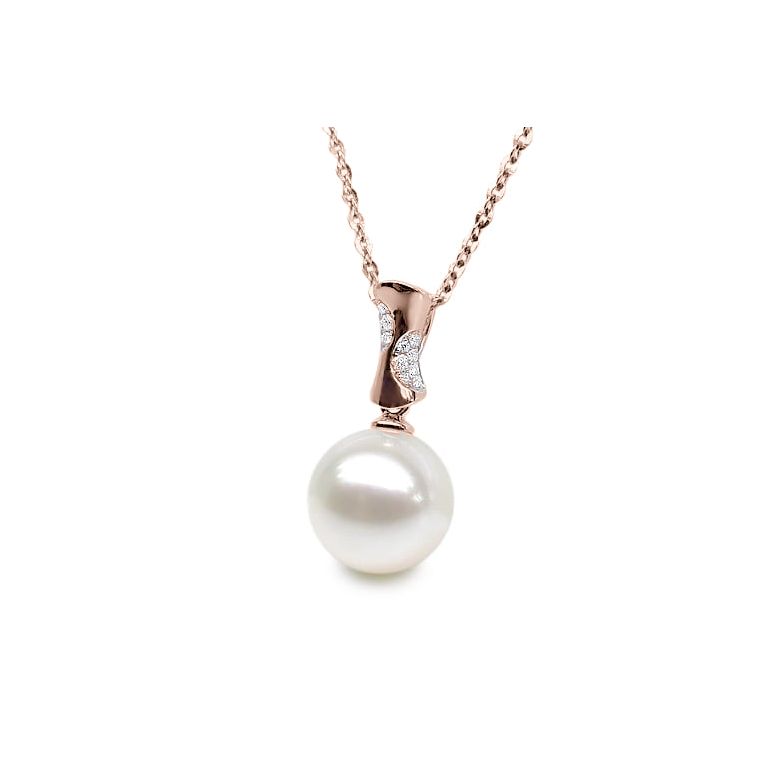 Ciondolo T'es à Croquer - Oro Rosa, Diamanti e Perla di Fiume - 1