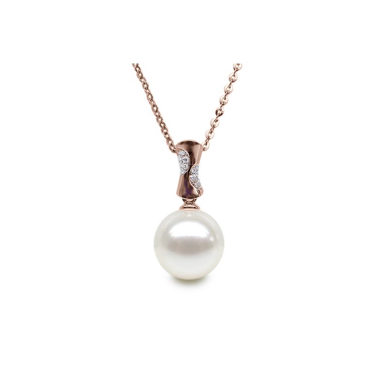 Ciondolo T'es à Croquer - Oro Rosa, Diamanti e Perla di Fiume - 2