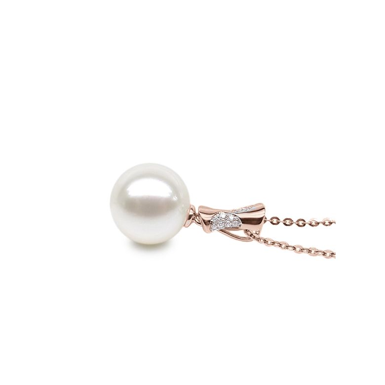 Ciondolo T'es à Croquer - Oro Rosa, Diamanti e Perla di Fiume - 3