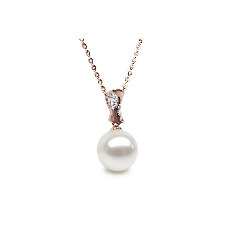 Ciondolo T'es à Croquer - Oro Rosa, Diamanti e Perla di Fiume - 4