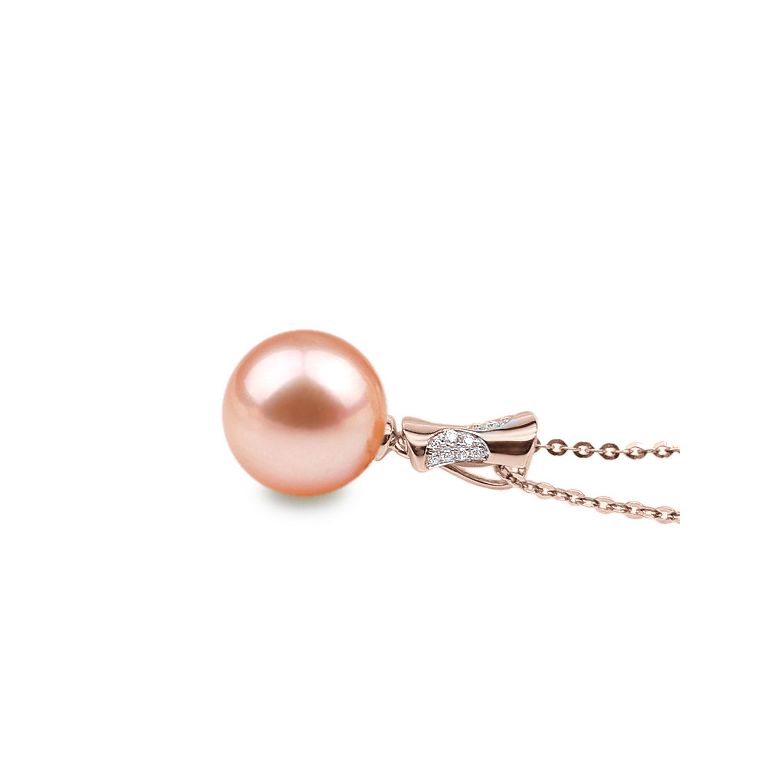 Ciondolo T'es à Croquer - Oro Rosa, Diamanti e Perla di Fiume - 6