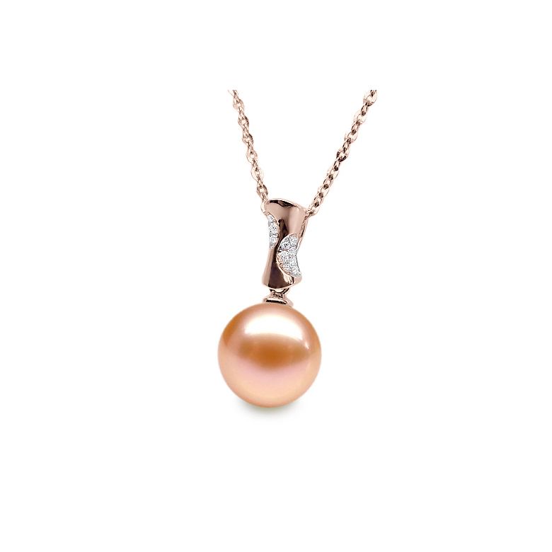 Ciondolo T'es à Croquer - Oro Rosa, Diamanti e Perla di Fiume - 7