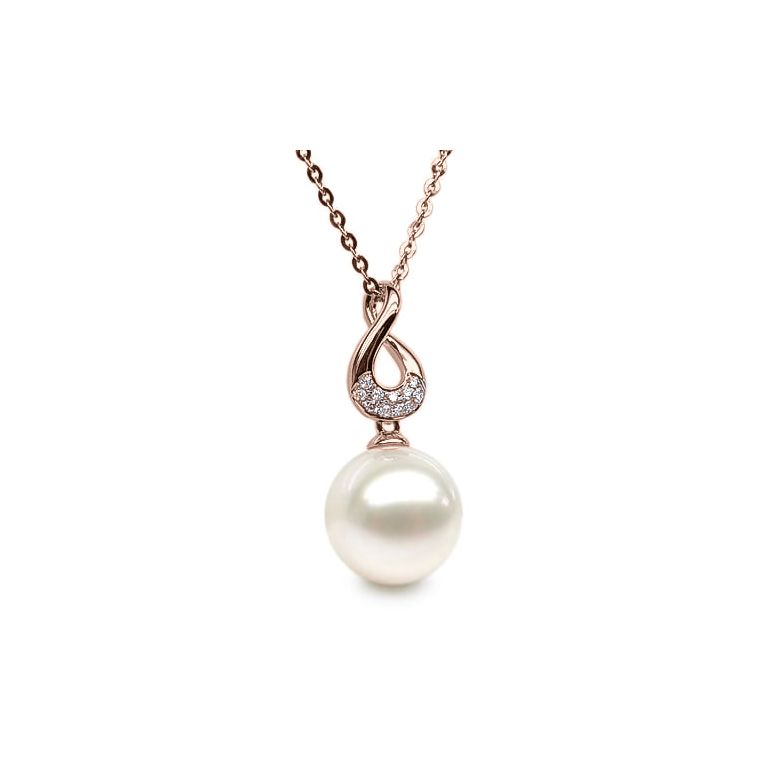 Ciondolo Twist - Oro Rosa, Diamanti e Perla di Fiume - 1