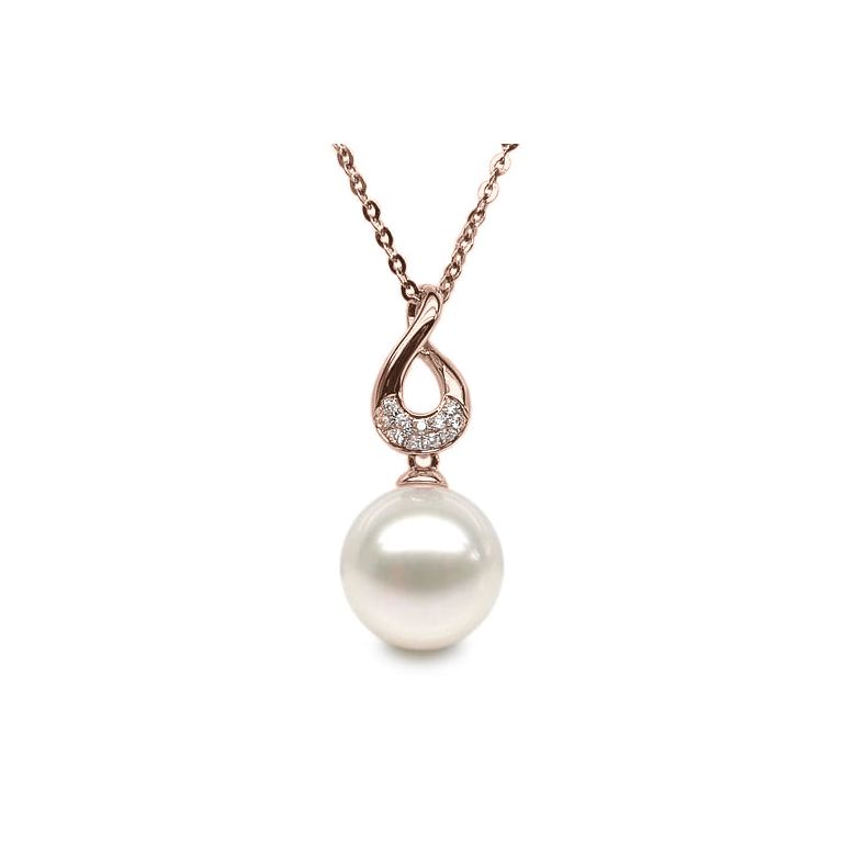 Ciondolo Twist - Oro Rosa, Diamanti e Perla di Fiume - 2
