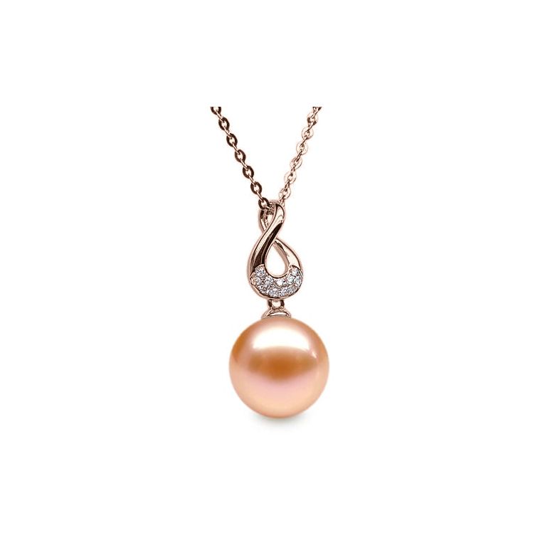 Ciondolo Twist - Oro Rosa, Diamanti e Perla di Fiume - 5