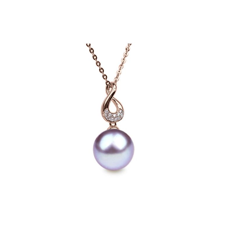 Ciondolo Twist - Oro Rosa, Diamanti e Perla di Fiume - 7