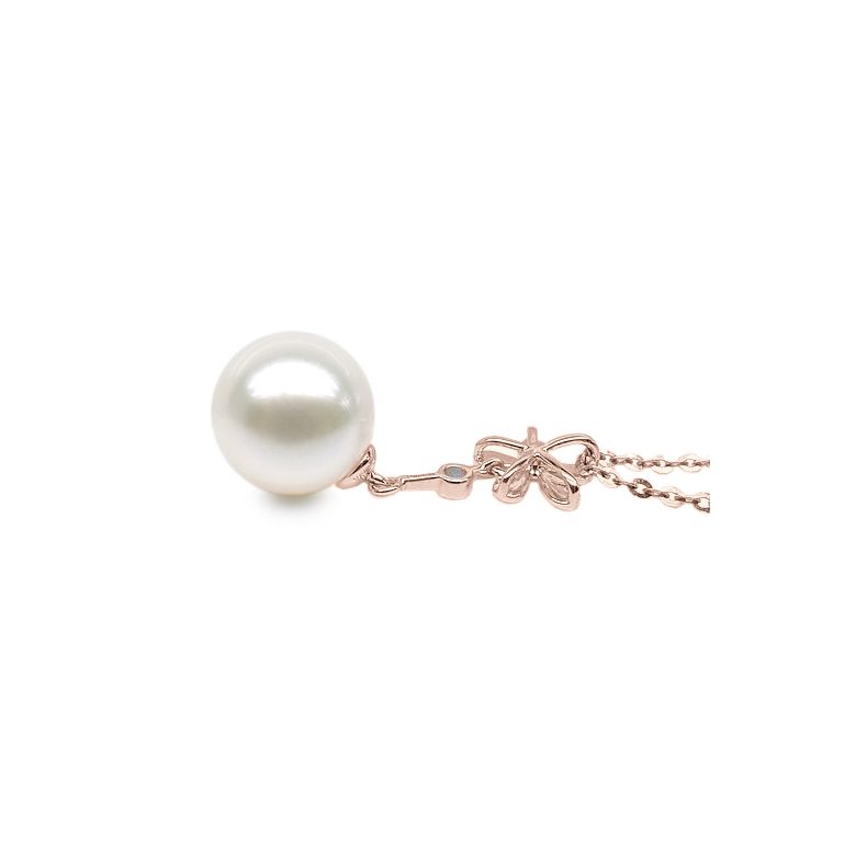 Ciondolo Fleur Céleste - Oro Rosa, Perla d'Acqua Dolce e Diamante - 3