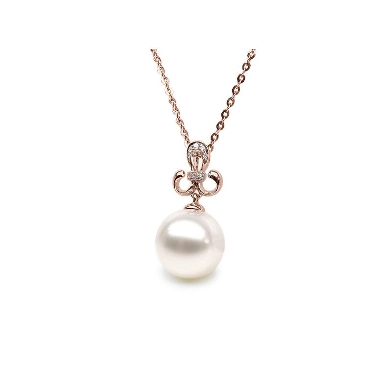Ciondolo Stemma Nobile - Oro Rosa, Perla d'Acqua Dolce e Diamanti - 1