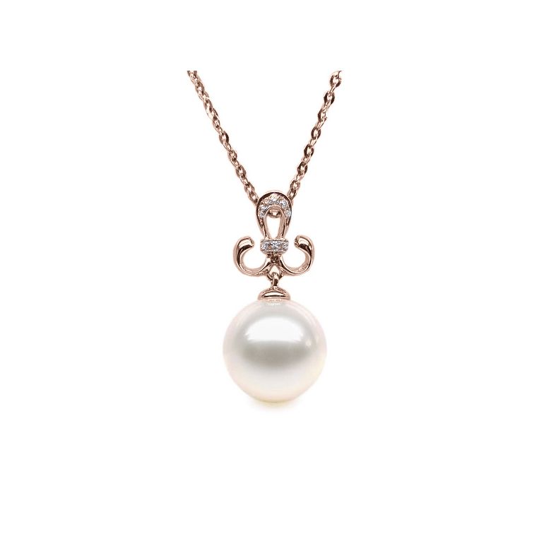 Ciondolo Stemma Nobile - Oro Rosa, Perla d'Acqua Dolce e Diamanti - 2