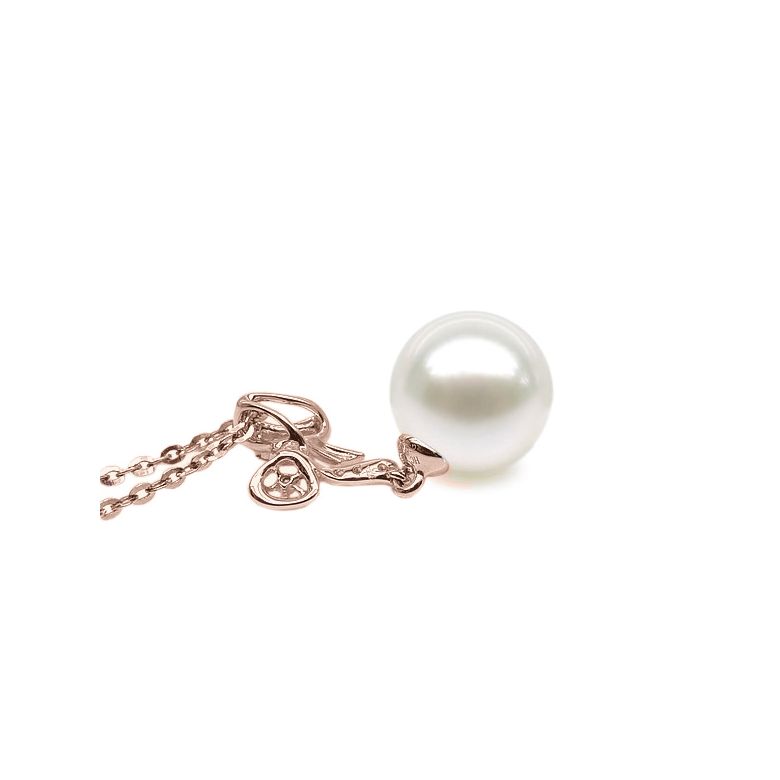Ciondolo Fiocco - Oro Rosa, Diamanti e Perla di Fiume - 3