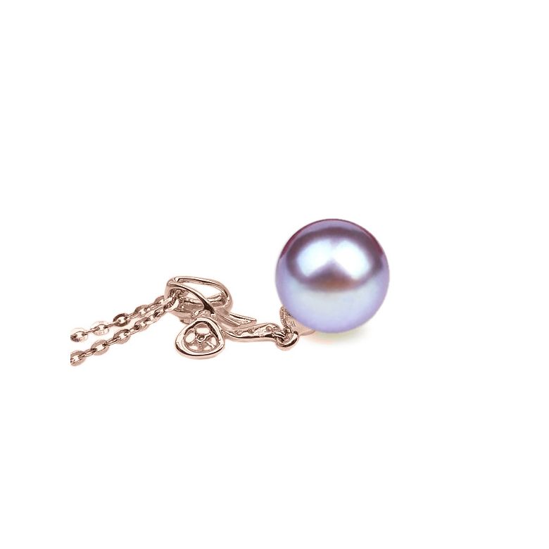 Ciondolo Fiocco - Oro Rosa, Diamanti e Perla di Fiume - 8