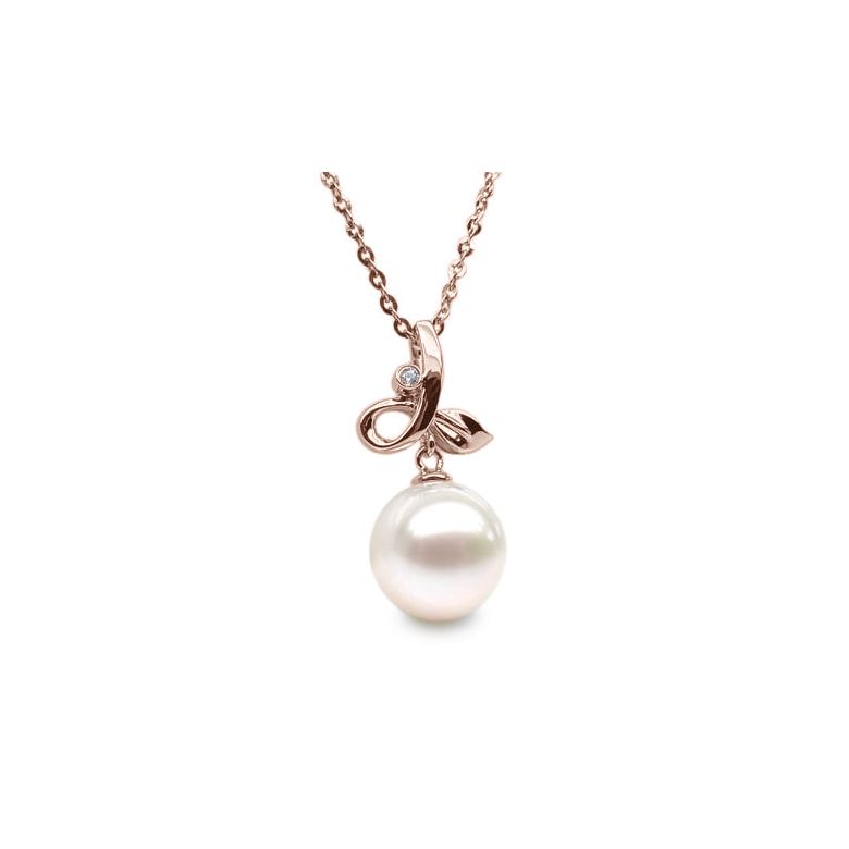 Ciondolo Brindille - Oro Rosa, Perla d'Acqua Dolce e Diamante - 1