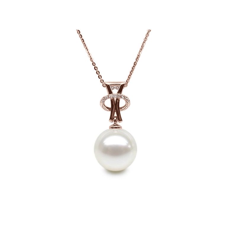 Ciondolo XO - Oro Rosa, Diamanti e Perla di Fiume - 1