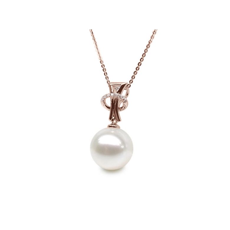 Ciondolo XO - Oro Rosa, Diamanti e Perla di Fiume - 5