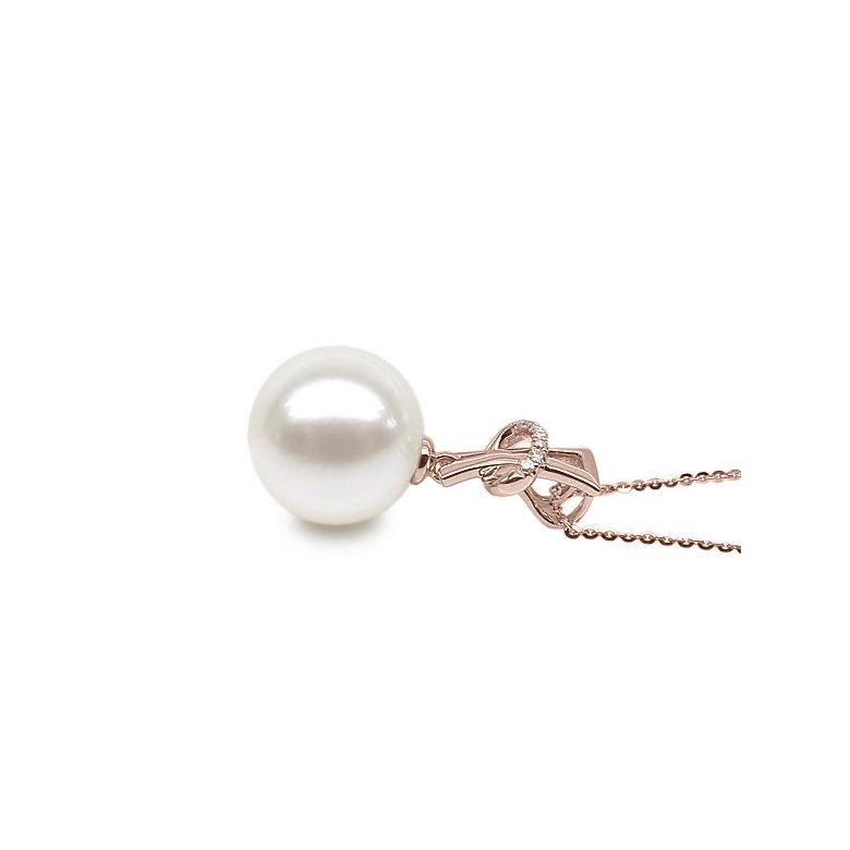 Ciondolo XO - Oro Rosa, Diamanti e Perla di Fiume - 7