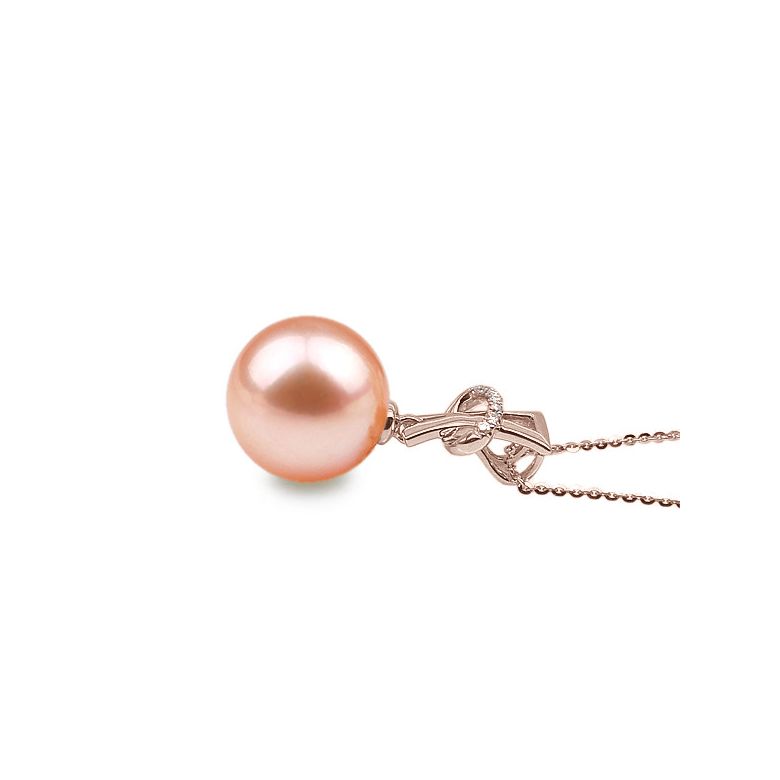 Ciondolo XO - Oro Rosa, Diamanti e Perla di Fiume - 8