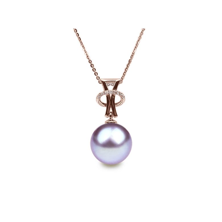 Ciondolo XO - Oro Rosa, Diamanti e Perla di Fiume - 11