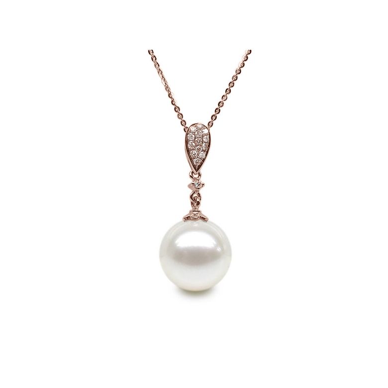 Ciondolo Andromède - Oro Rosa, Diamanti e Perla di Fiume - 1