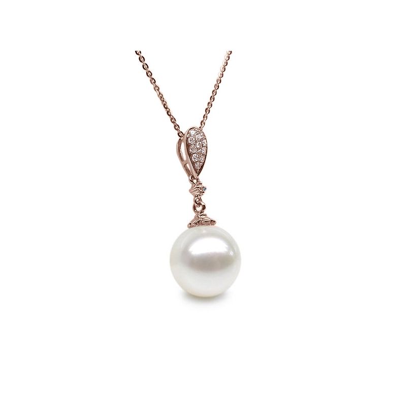 Ciondolo Andromède - Oro Rosa, Diamanti e Perla di Fiume - 2