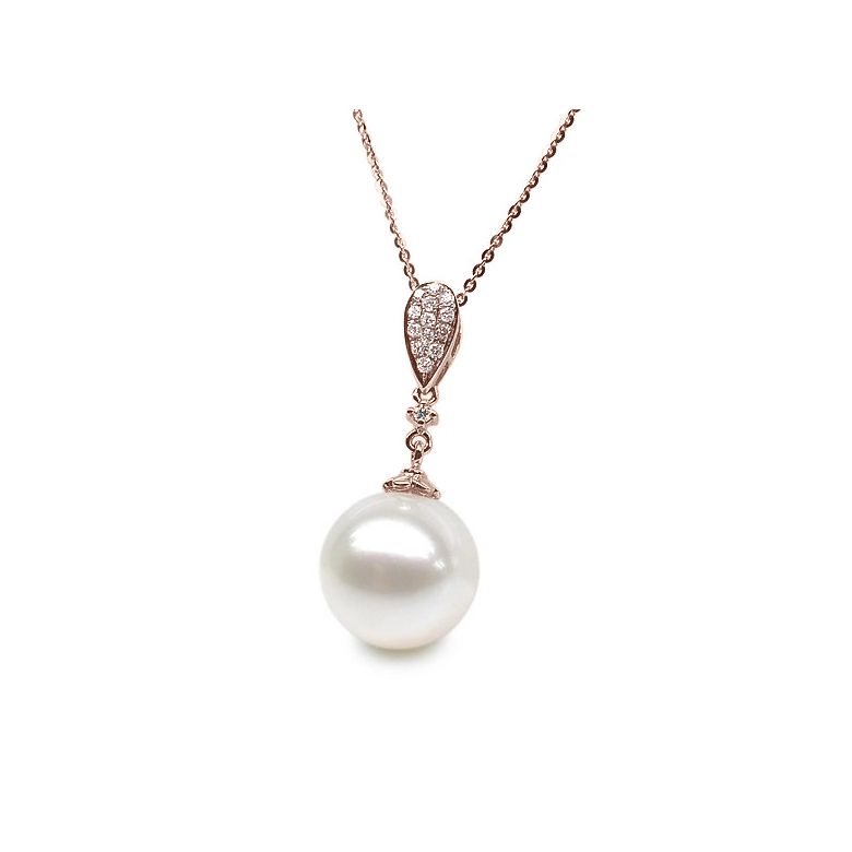Ciondolo Andromède - Oro Rosa, Diamanti e Perla di Fiume - 5