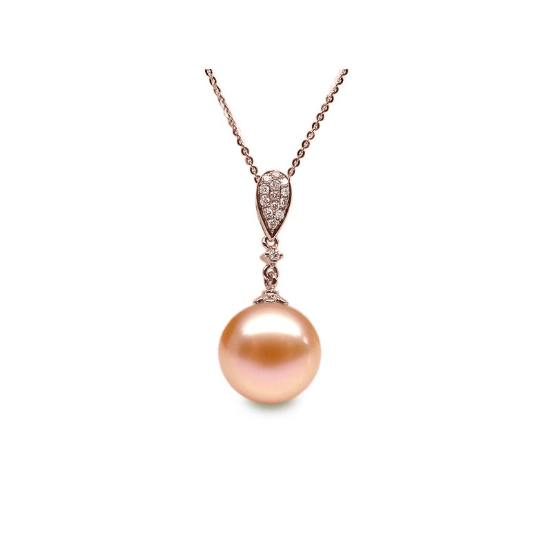 Ciondolo Andromède - Oro Rosa, Diamanti e Perla di Fiume - 7
