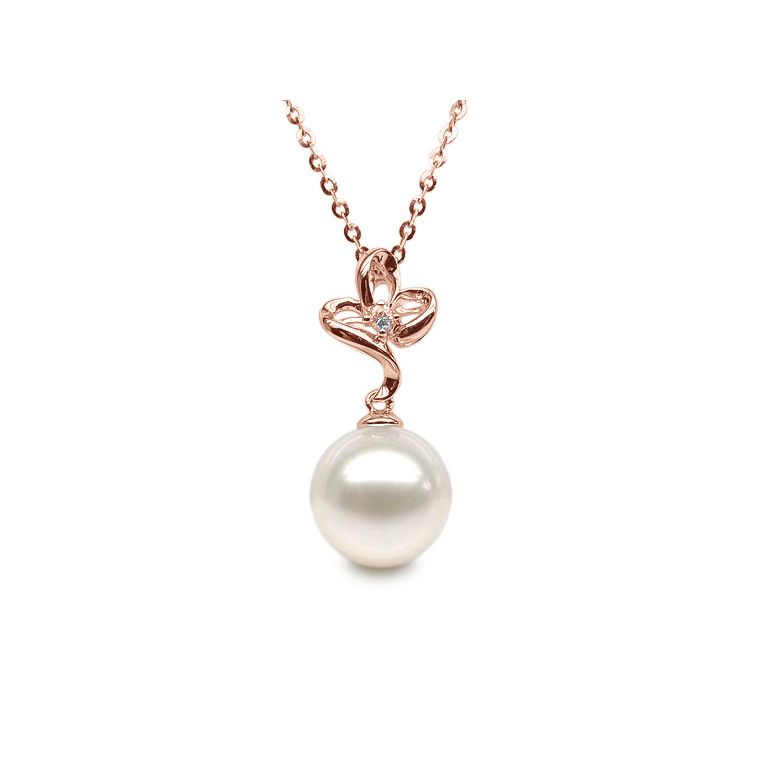 Ciondolo Fleur Romantique - Oro Rosa, Perla d'Acqua Dolce e Diamante - 2