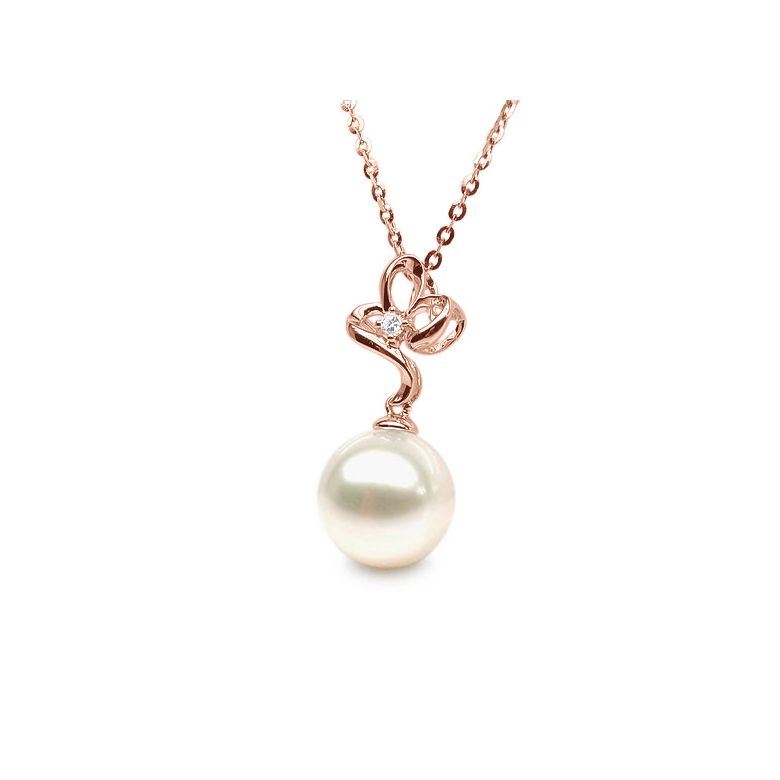 Ciondolo Fleur Romantique - Oro Rosa, Perla d'Acqua Dolce e Diamante - 3