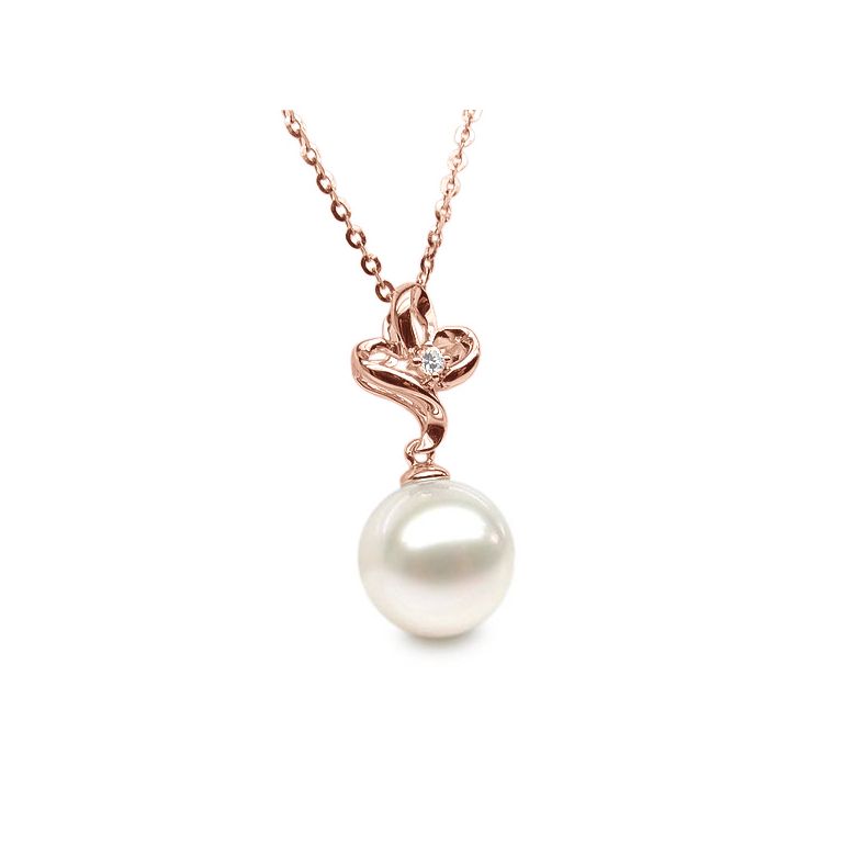 Ciondolo Fleur Romantique - Oro Rosa, Perla d'Acqua Dolce e Diamante - 4