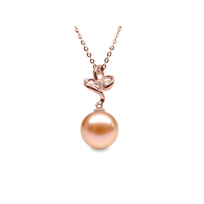 Ciondolo Fleur Romantique - Oro Rosa, Perla d'Acqua Dolce e Diamante - 8