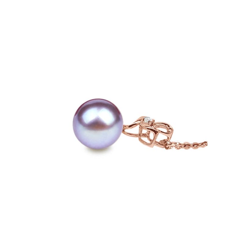 Ciondolo Fleur Romantique - Oro Rosa, Perla d'Acqua Dolce e Diamante - 9