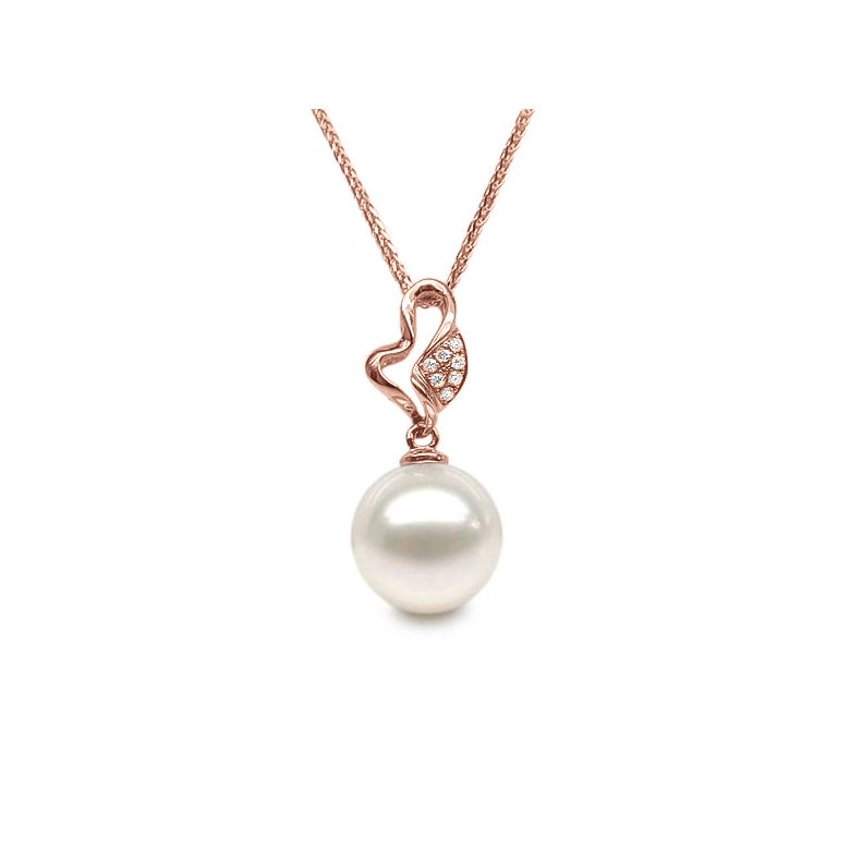 Ciondolo Jeune Pousse - Oro Rosa, Diamanti e Perla d'Acqua Dolce - 1
