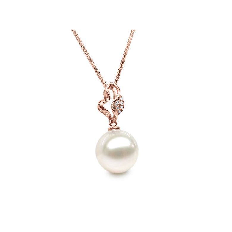 Ciondolo Jeune Pousse - Oro Rosa, Diamanti e Perla d'Acqua Dolce - 2