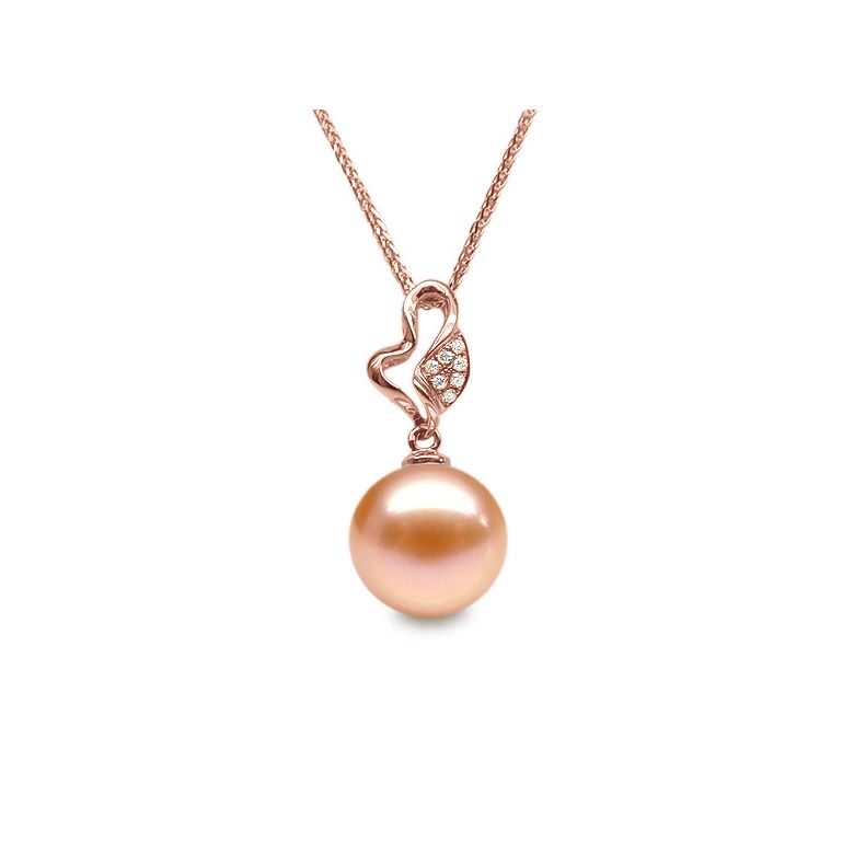 Ciondolo Jeune Pousse - Oro Rosa, Diamanti e Perla d'Acqua Dolce - 8