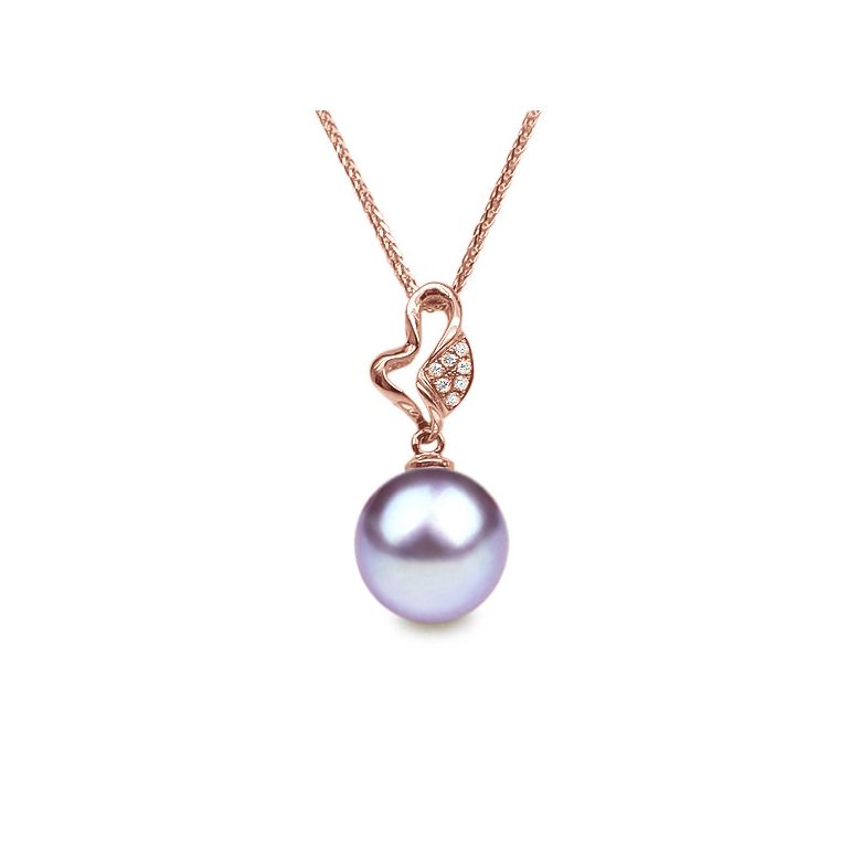 Ciondolo Jeune Pousse - Oro Rosa, Diamanti e Perla d'Acqua Dolce - 10